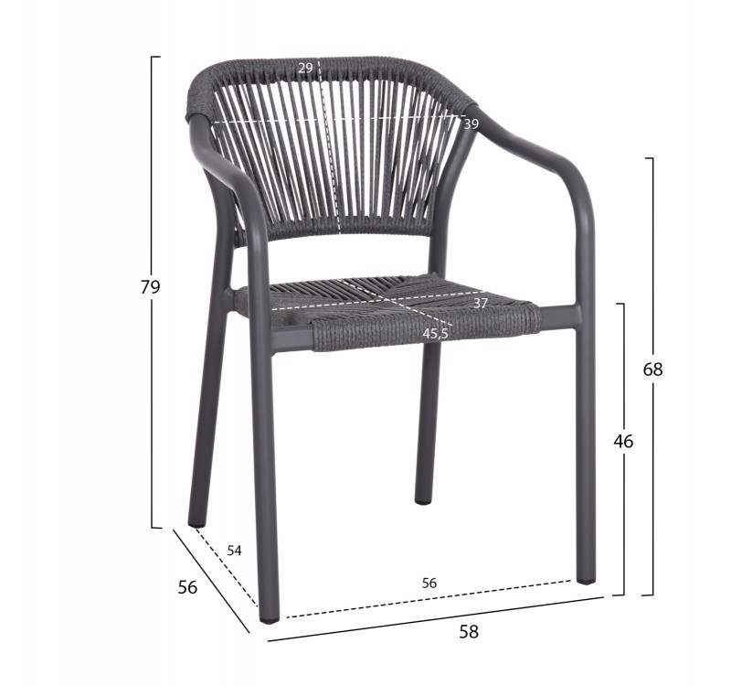 ΣΕΤ ΤΡΑΠΕΖΑΡΙΑΣ ΕΞ.ΧΩΡΟΥ 7ΤΜΧ KRUM HM21153 ΣΚΟΥΡΟ ΓΚΡΙ ΑΛΟΥΜΙΝΙΟ-P.E.TWISTED RATTAN