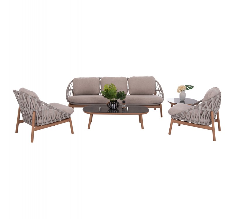 ΣΕΤ ΣΑΛΟΝΙ ΕΞ.ΧΩΡΟΥ 5ΤΜΧ KROM HM6360.02 ΑΛΟΥΜΙΝΙΟ--ΣΧΟΙΝΙ STRAP--3D PRINTED ΓΥΑΛΙ