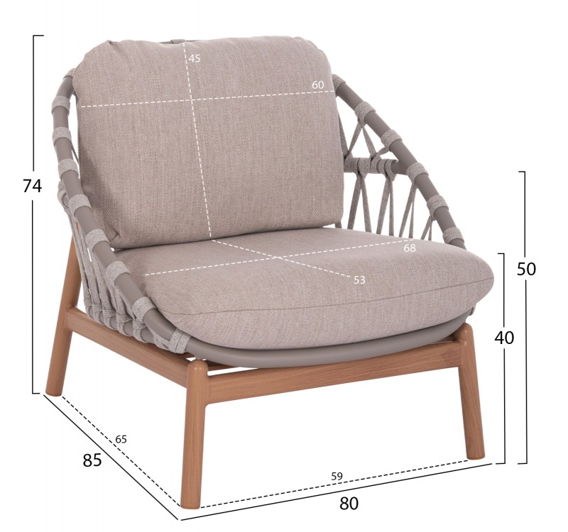 ΣΕΤ ΣΑΛΟΝΙ ΕΞ.ΧΩΡΟΥ 5ΤΜΧ KROM HM6360.02 ΑΛΟΥΜΙΝΙΟ--ΣΧΟΙΝΙ STRAP--3D PRINTED ΓΥΑΛΙ