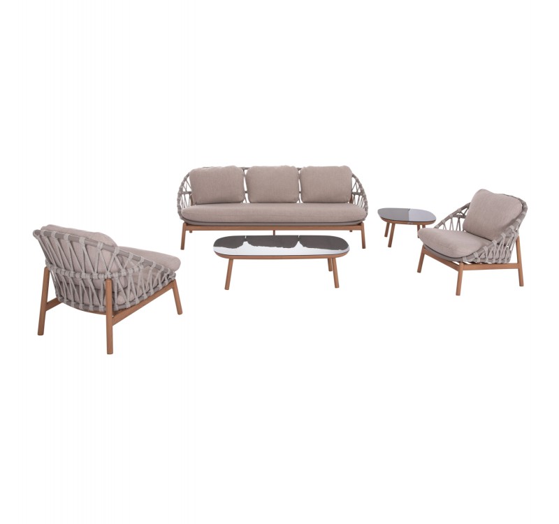 ΣΕΤ ΣΑΛΟΝΙ ΕΞ.ΧΩΡΟΥ 5ΤΜΧ KROM HM6360.02 ΑΛΟΥΜΙΝΙΟ--ΣΧΟΙΝΙ STRAP--3D PRINTED ΓΥΑΛΙ