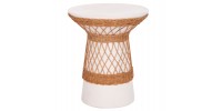ΒΟΗΘΗΤΙΚΟ ΤΡΑΠΕΖΙ ΣΤΡΟΓΓΥΛΟ DELIA HM18167.02 FIBER CEMENT ΛΕΥΚΟ & RATTAN Φ40x45Υεκ
