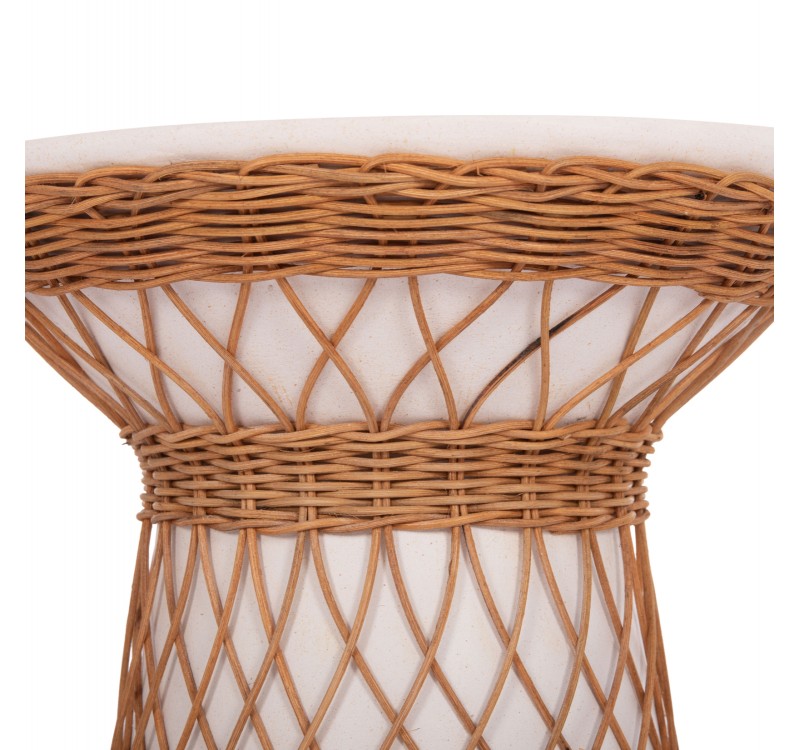ΒΟΗΘΗΤΙΚΟ ΤΡΑΠΕΖΙ ΣΤΡΟΓΓΥΛΟ DELIA HM18167.02 FIBER CEMENT ΛΕΥΚΟ & RATTAN Φ40x45Υεκ