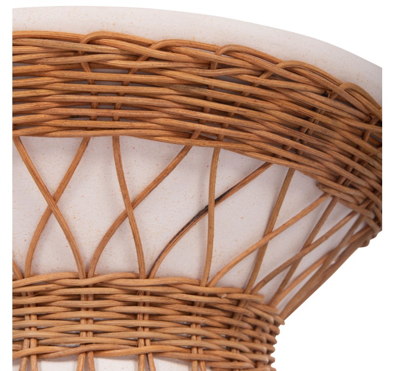 ΒΟΗΘΗΤΙΚΟ ΤΡΑΠΕΖΙ ΣΤΡΟΓΓΥΛΟ DELIA HM18167.02 FIBER CEMENT ΛΕΥΚΟ & RATTAN Φ40x45Υεκ
