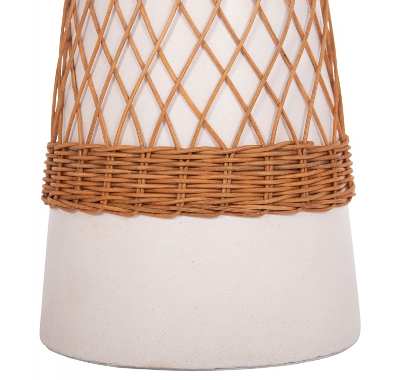 ΒΟΗΘΗΤΙΚΟ ΤΡΑΠΕΖΙ ΣΤΡΟΓΓΥΛΟ DELIA HM18167.02 FIBER CEMENT ΛΕΥΚΟ & RATTAN Φ40x45Υεκ