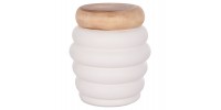 ΣΚΑΜΠΟ PUFFAT HM18172.02 FIBER CEMENT ΛΕΥΚΟ- ΞΥΛΟ TEAK TOP Φ45x46Υεκ.