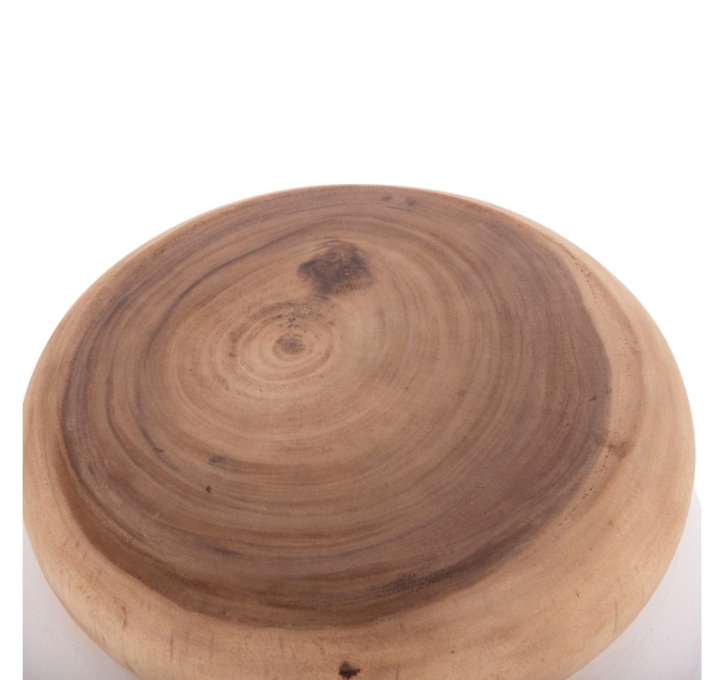 ΣΚΑΜΠΟ PUFFAT HM18172.02 FIBER CEMENT ΛΕΥΚΟ- ΞΥΛΟ TEAK TOP Φ45x46Υεκ.