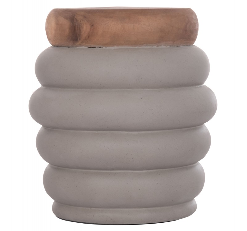 ΣΚΑΜΠΟ PUFFAT HM18172.03 FIBER CEMENT ΓΚΡΙ- ΞΥΛΟ TEAK TOP Φ45x46Υεκ.