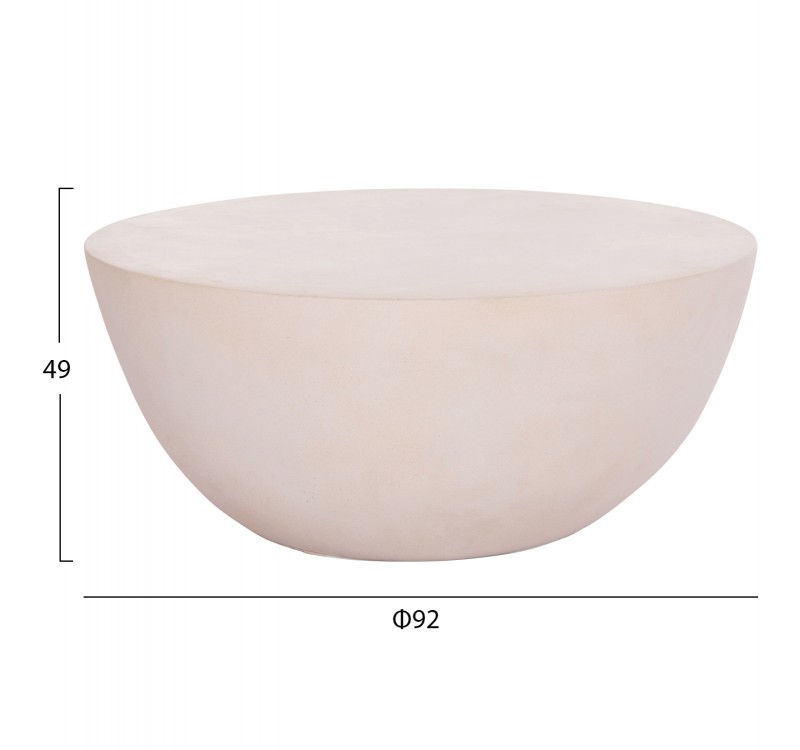 ΤΡΑΠΕΖΙ ΣΑΛΟΝΙΟΥ ΣΤΡΟΓΓΥΛΟ ALLAN HM18162.02 FIBER CEMENT ΣΕ ΛΕΥΚΟ--Φ92x49Υεκ.