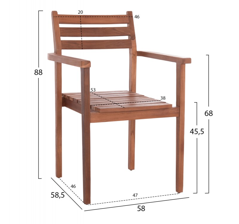 ΠΟΛΥΘΡΟΝΑ KEMPO HM6358 ΞΥΛΟ TEAK ΣΕ ΦΥΣΙΚΟ--58x58,5x88Υεκ.