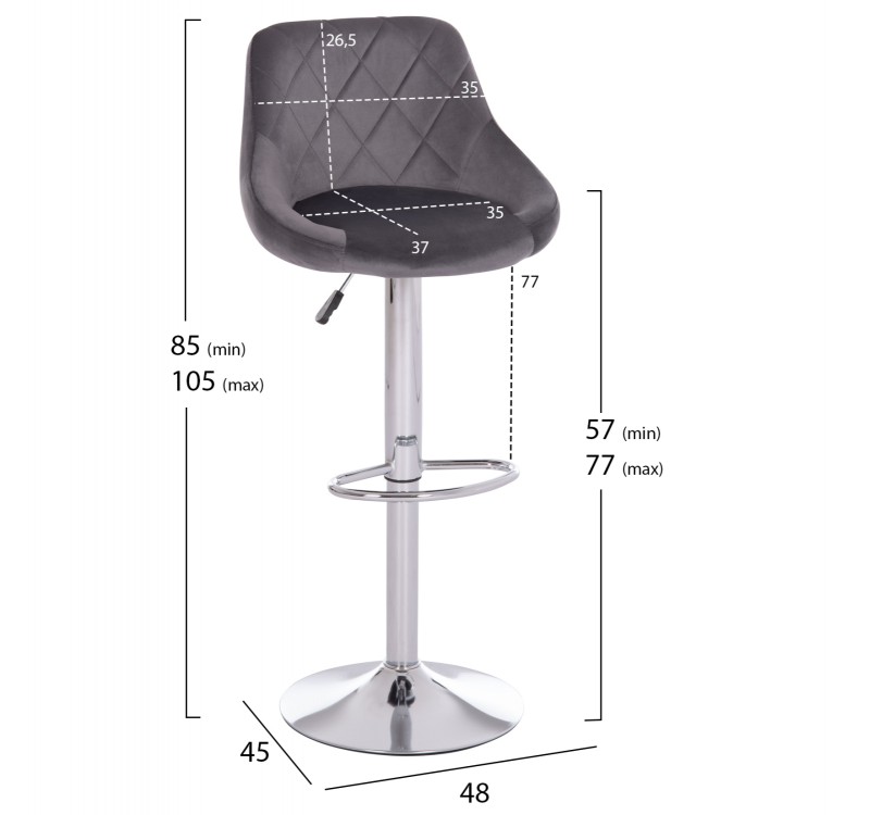 ΣΚΑΜΠΟ ΜΠΑΡ ROSE HM204.41 ΜΕ ΑΜΟΡΤΙΣΕΡ ΧΡΩΜΙΟΥ & ΓΚΡΙ ΒΕΛΟΥΔΟ 48x45x105Υεκ.