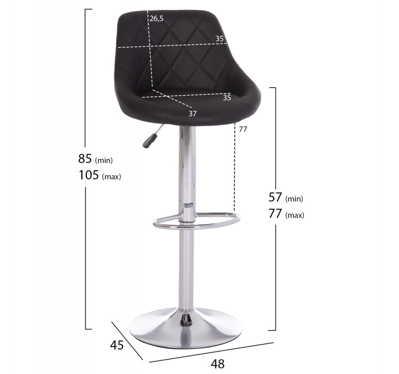 ΣΚΑΜΠΟ ΜΠΑΡ ROSE HM204.21 ΜΕ ΑΜΟΡΤΙΣΕΡ ΧΡΩΜΙΟΥ & ΜΑΥΡΟ PU 48x45x105Υεκ.