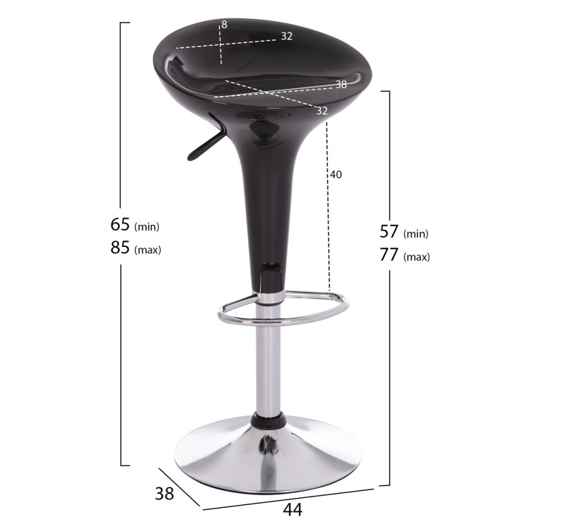 ΣΚΑΜΠΟ ΜΠΑΡ ΠΕΡΙΣΤΡΕΦΟΜΕΝΟ DAISY HM200.21 ABS ΣΕ ΜΑΥΡΟ--ΑΝΑΡΤΗΣΗ 44x38x85Υεκ.