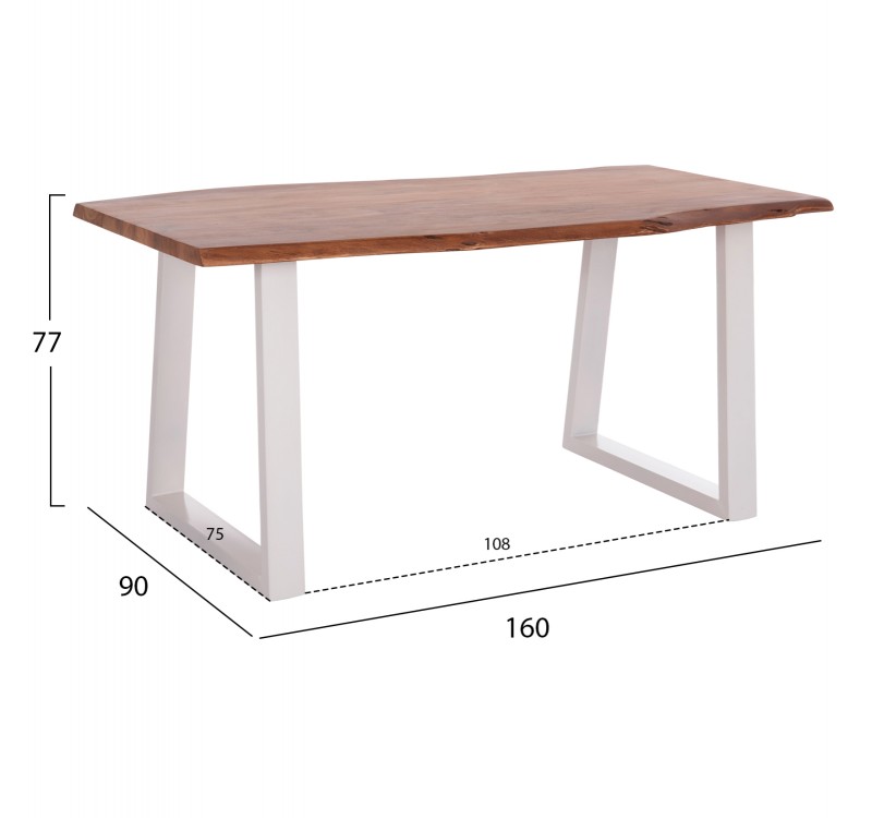 ΤΡΑΠΕΖΙ ΤΡΑΠΕΖΑΡΙΑΣ MONTANA HM8336.12 ΞΥΛΟ ΑΚΑΚΙΑΣ 4εκ.ΠΑΧΟΣ-ΛΕΥΚΑ ΠΟΔΙΑ 160X90X77Υεκ.