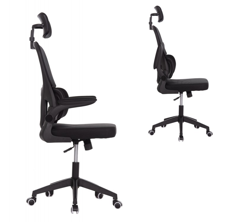 ΚΑΡΕΚΛΑ ΓΡΑΦΕΙΟΥ BASTON HM18236.01 ΜΑΥΡΟ MESH & PP ΣΚΕΛΕΤΟΣ 64x60x117-127Υεκ.