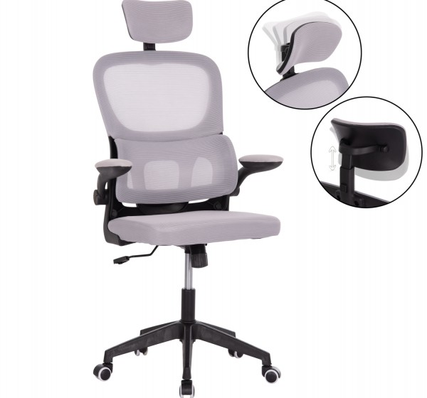 ΚΑΡΕΚΛΑ ΓΡΑΦΕΙΟΥ BASTON HM18236.02 ΓΚΡΙ MESH & ΜΑΥΡΟ PP ΣΚΕΛΕΤΟΣ 64x60x127Υεκ.