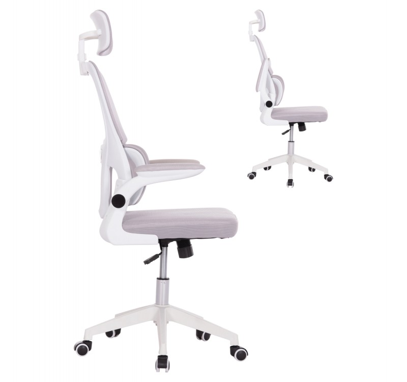 ΚΑΡΕΚΛΑ ΓΡΑΦΕΙΟΥ BASTON HM18236.03 ΓΚΡΙ MESH & ΛΕΥΚΟΣ PP ΣΚΕΛΕΤΟΣ 64x60x127Υεκ.