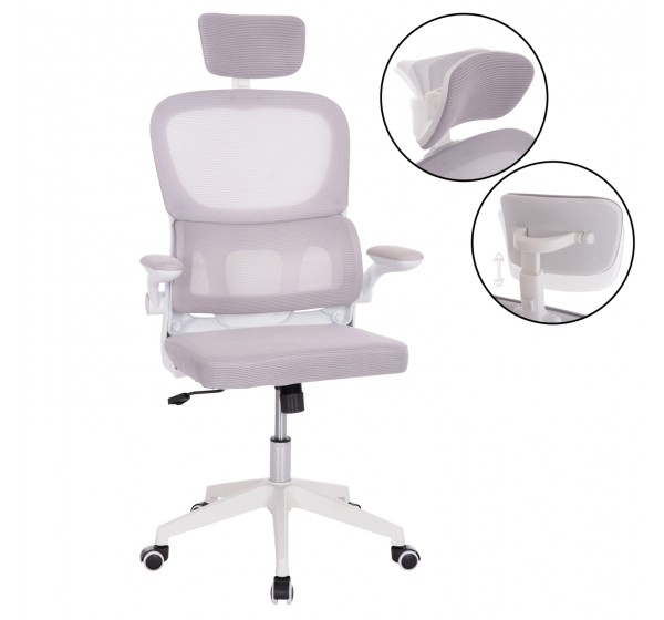 ΚΑΡΕΚΛΑ ΓΡΑΦΕΙΟΥ BASTON HM18236.03 ΓΚΡΙ MESH & ΛΕΥΚΟΣ PP ΣΚΕΛΕΤΟΣ 64x60x127Υεκ.