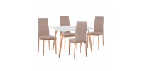 ΣΕΤ ΤΡΑΠΕΖΑΡΙΑΣ 5ΤΜΧ MINIMAL HM11767 ΛΕΥΚΟ MDF-ΜΠΕΖ ΥΦΑΣΜΑ