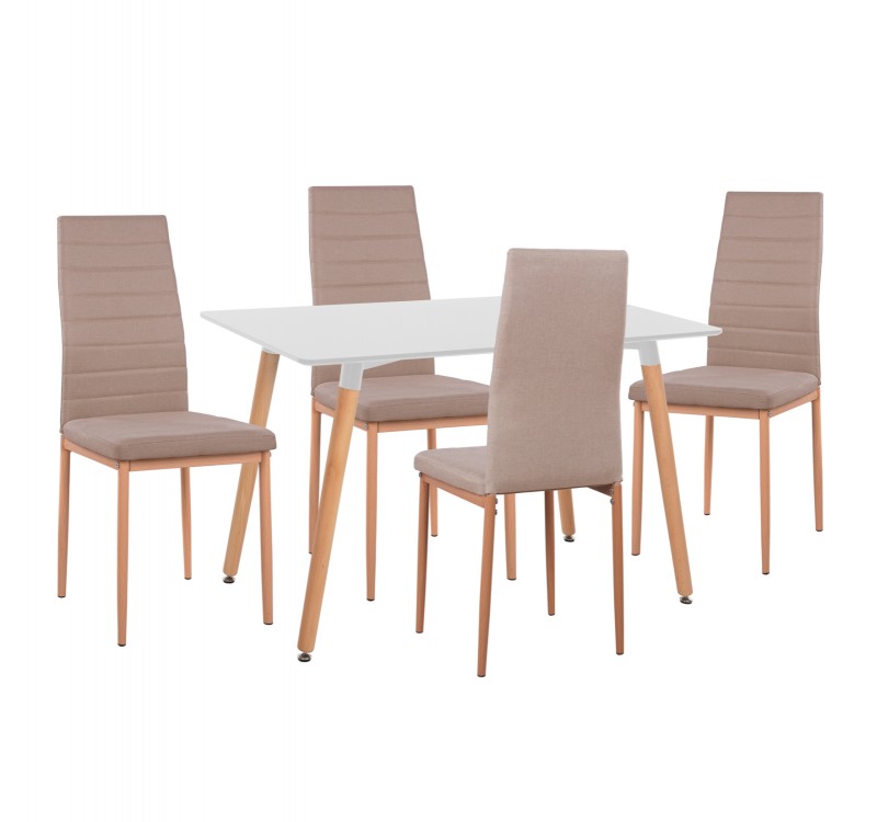 ΣΕΤ ΤΡΑΠΕΖΑΡΙΑΣ 5ΤΜΧ MINIMAL HM11767 ΛΕΥΚΟ MDF-ΜΠΕΖ ΥΦΑΣΜΑ