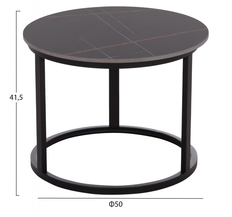 ΤΡΑΠΕΖΙ ΣΑΛΟΝΙΟΥ 2ΤΜΧ TALOS ΚΕΡΑΜΙΚΟ TOP ΜΕ ΟΨΗ ΜΑΥΡΟΥ ΜΑΡΜΑΡΟΥ HM18140.02 Φ70+Φ50