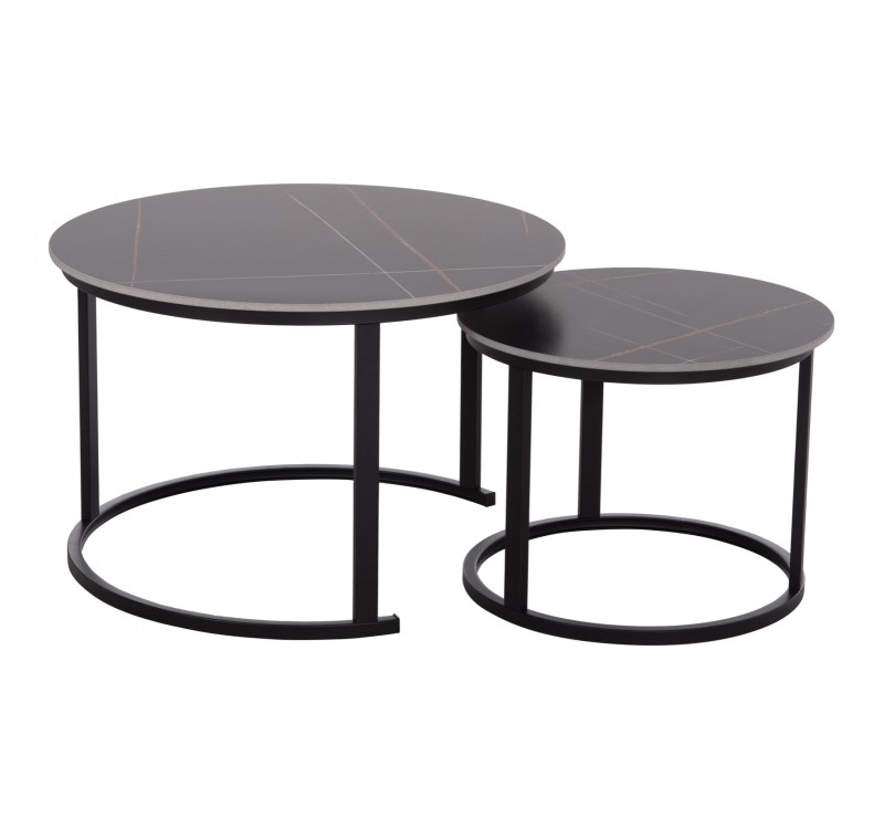 ΤΡΑΠΕΖΙ ΣΑΛΟΝΙΟΥ 2ΤΜΧ TALOS ΚΕΡΑΜΙΚΟ TOP ΜΕ ΟΨΗ ΜΑΥΡΟΥ ΜΑΡΜΑΡΟΥ HM18140.02 Φ70+Φ50