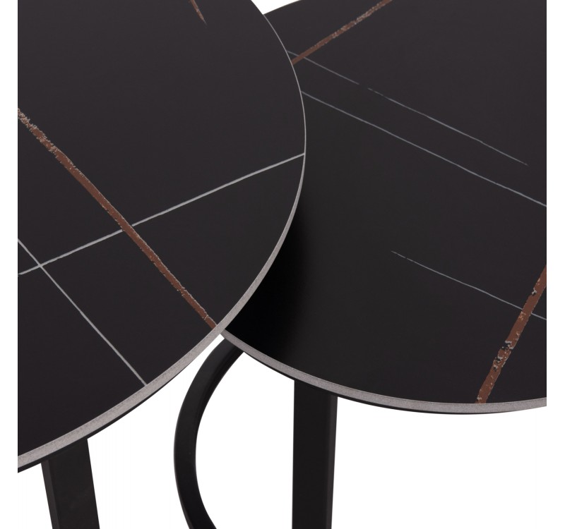 ΤΡΑΠΕΖΙ ΣΑΛΟΝΙΟΥ 2ΤΜΧ TALOS ΚΕΡΑΜΙΚΟ TOP ΜΕ ΟΨΗ ΜΑΥΡΟΥ ΜΑΡΜΑΡΟΥ HM18140.02 Φ70+Φ50