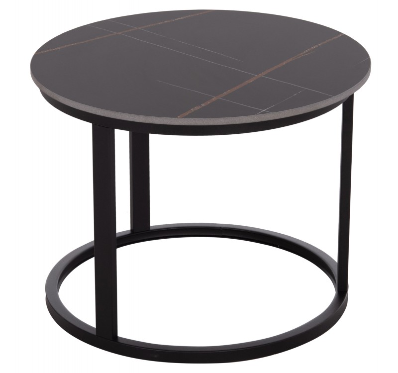 ΤΡΑΠΕΖΙ ΣΑΛΟΝΙΟΥ 2ΤΜΧ TALOS ΚΕΡΑΜΙΚΟ TOP ΜΕ ΟΨΗ ΜΑΥΡΟΥ ΜΑΡΜΑΡΟΥ HM18140.02 Φ70+Φ50