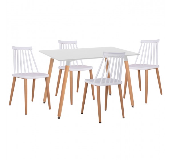 ΣΕΤ ΤΡΑΠΕΖΑΡΙΑΣ 5ΤΜΧ MINIMAL HM21172 MDF TOP ΣΕ ΛΕΥΚΟ-ΣΚΕΛΕΤΟΣ ΣΕ ΦΥΣΙΚΟ ΞΥΛΟΥ