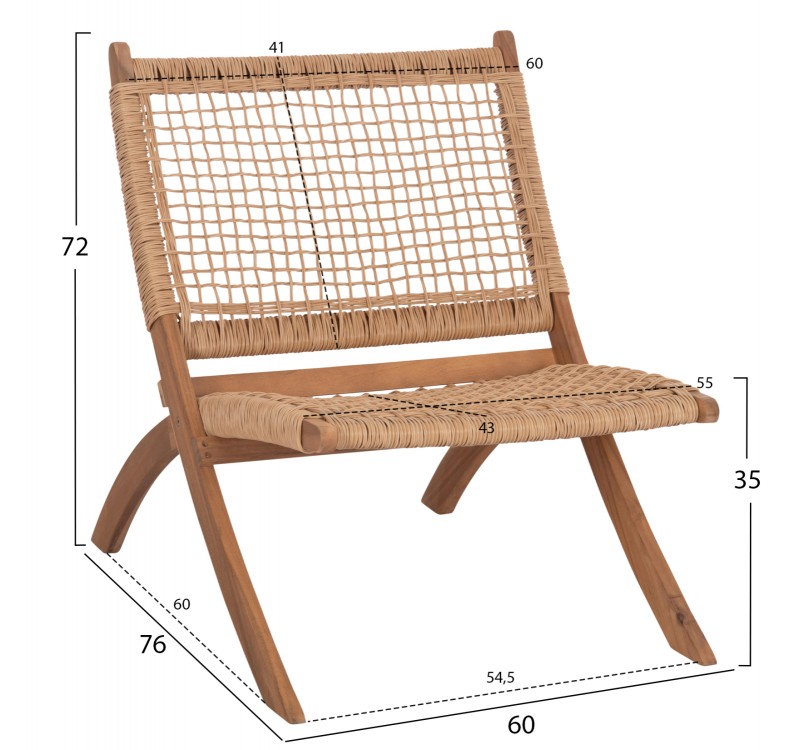 ΚΑΡΕΚΛΑ ΑΝΑΔΙΠΛΟΥΜΕΝΗ FERMO HM6243.01 ΞΥΛΟ ΑΚΑΚΙΑΣ ΦΥΣΙΚΟ-ΣΥΝΘ.WICKER 60x76x72Υεκ.