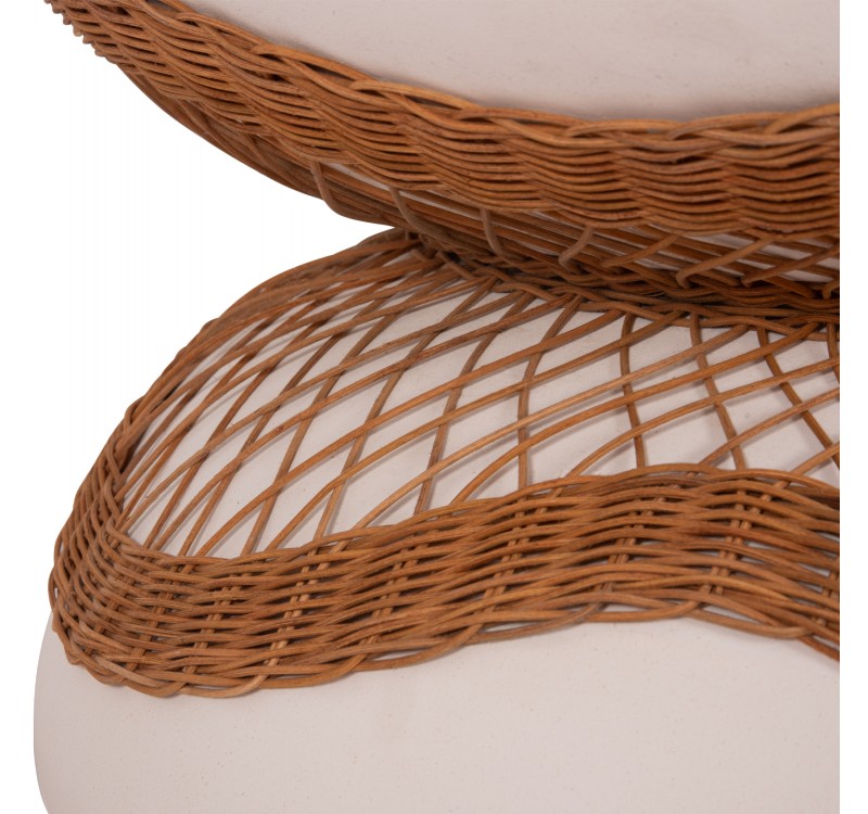 ΤΡΑΠΕΖΙ ΣΑΛΟΝΙΟΥ ANNA HM18157.02 FIBER CEMENT ΛΕΥΚΟ-ΦΥΣΙΚΟ RATTAN--Φ92x44.5Υεκ
