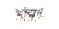 ΣΕΤ ΤΡΑΠΕΖΑΡΙΑΣ 5ΤΜΧ ANAIS HM21176 MDF TOP ΣΕ ΓΚΡΙ--P.P. & PU ΣΕ ΓΚΡΙ