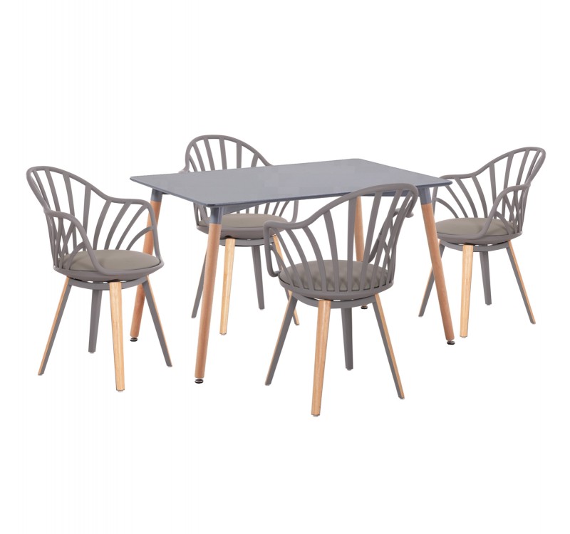 ΣΕΤ ΤΡΑΠΕΖΑΡΙΑΣ 5ΤΜΧ ANAIS HM21176 MDF TOP ΣΕ ΓΚΡΙ--P.P. & PU ΣΕ ΓΚΡΙ