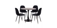 ΣΕΤ ΤΡΑΠΕΖΑΡΙΑΣ 5ΤΜΧ BROLIN HM21191 MDF TOP-ΜΕΤΑΛΛΙΚΑ ΠΟΔΙΑ-ΒΕΛΟΥΔΟ--ΜΑΥΡΟ
