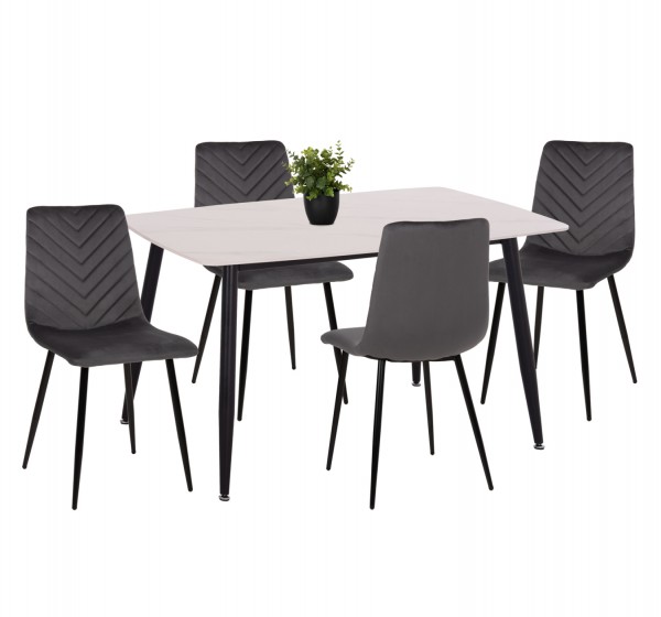 ΣΕΤ ΤΡΑΠΕΖΑΡΙΑΣ 5ΤΜΧ LATRELL HM21192 ΤΡΑΠΕΖΙ ΚΕΡΑΜΙΚΟ TOP-ΒΕΛΟΥΔΟ ΓΚΡΙ ΚΑΡΕΚΛΕΣ