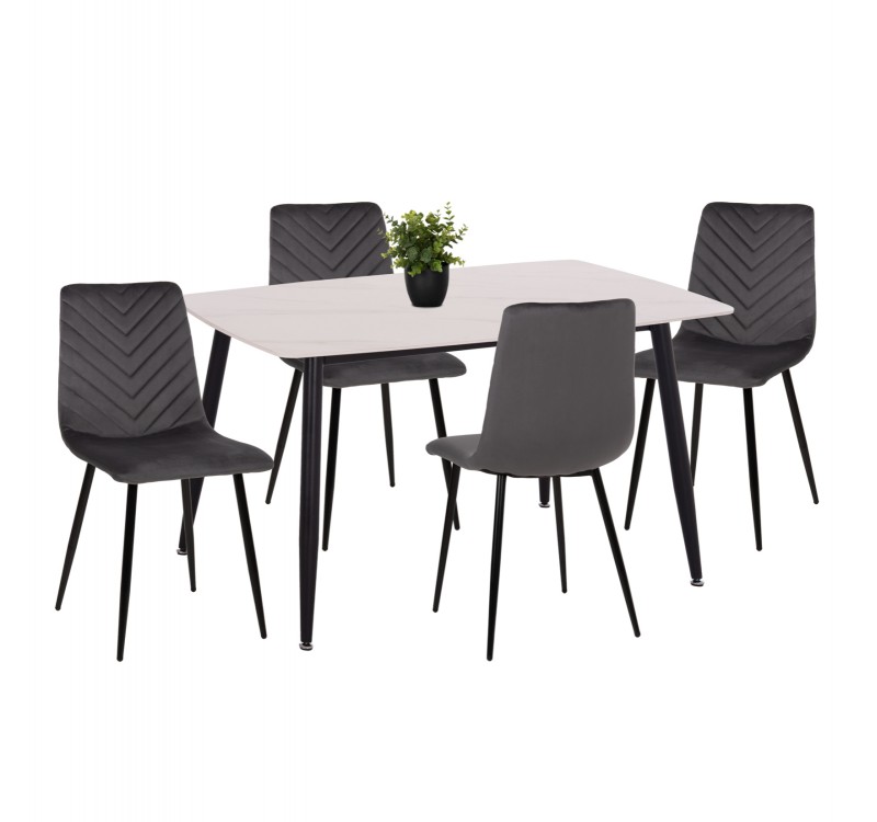 ΣΕΤ ΤΡΑΠΕΖΑΡΙΑΣ 5ΤΜΧ LATRELL HM21192 ΤΡΑΠΕΖΙ ΚΕΡΑΜΙΚΟ TOP-ΒΕΛΟΥΔΟ ΓΚΡΙ ΚΑΡΕΚΛΕΣ
