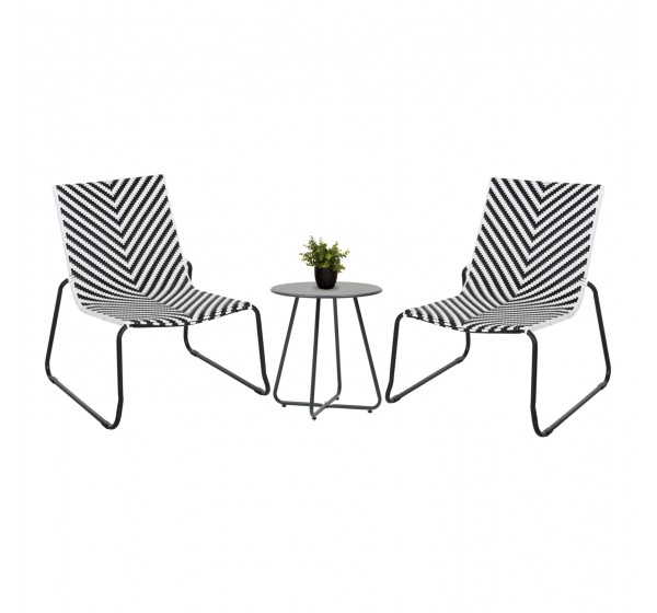 ΣΕΤ LOUNGE 3TMX ΕΞ.ΧΩΡΟΥ PONY HM21193 ΜΕΤΑΛΛΟ ΣΕ ΓΚΡΙ--ΣΥΝΘ.RATTAN ΣΕ ΛΕΥΚΟ-ΜΑΥΡΟ