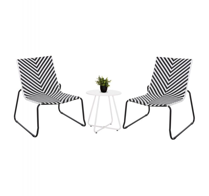 ΣΕΤ LOUNGE 3TMX ΕΞ.ΧΩΡΟΥ PONY HM21193.02 ΜΕΤΑΛΛΟ ΚΑΙ ΣΥΝΘ.RATTAN ΣΕ ΛΕΥΚΟ-ΜΑΥΡΟ