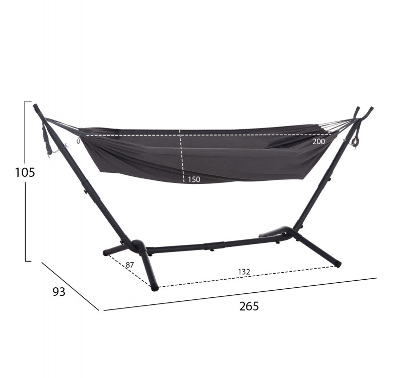 ΑΙΩΡΑ CRAVE HM6304.01 ΑΝΘΡΑΚΙ ΜΕΤΑΛΛΙΚΟΣ ΣΚΕΛΕΤΟΣ-ΣΚΟΥΡΟ ΓΚΡΙ ΥΦΑΣΜΑ 265x93x105Υεκ