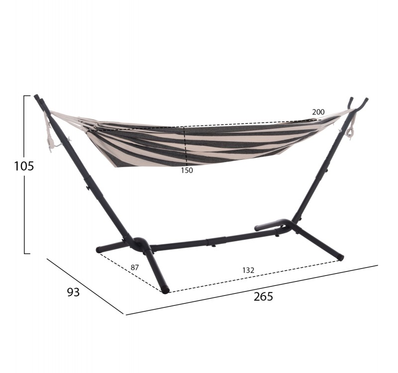 ΑΙΩΡΑ CRAVE HM6304.03 ΑΝΘΡΑΚΙ ΜΕΤΑΛ. ΣΚΕΛΕΤΟΣ--ΜΠΛΕ ΣΚΟΥΡΟ ΠΑΝΙ ΜΕ ΛΕΥΚΗ ΡΙΓΑ 265x93x105Υεκ