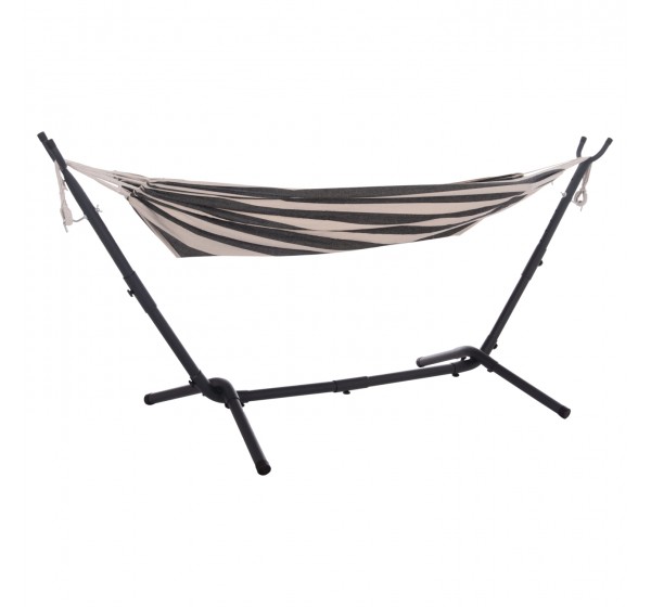 ΑΙΩΡΑ CRAVE HM6304.03 ΑΝΘΡΑΚΙ ΜΕΤΑΛ. ΣΚΕΛΕΤΟΣ--ΜΠΛΕ ΣΚΟΥΡΟ ΠΑΝΙ ΜΕ ΛΕΥΚΗ ΡΙΓΑ 265x93x105Υεκ