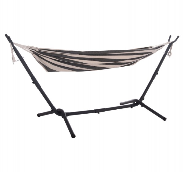 ΑΙΩΡΑ CRAVE HM6304.03 ΑΝΘΡΑΚΙ ΜΕΤΑΛ. ΣΚΕΛΕΤΟΣ--ΜΠΛΕ ΣΚΟΥΡΟ ΠΑΝΙ ΜΕ ΛΕΥΚΗ ΡΙΓΑ 265x93x105Υεκ