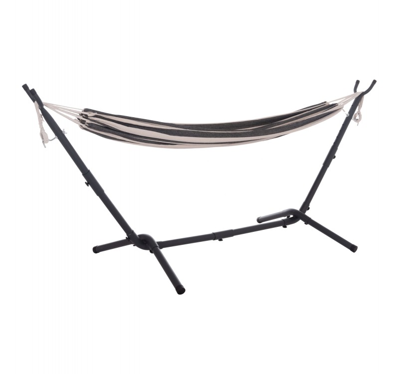 ΑΙΩΡΑ CRAVE HM6304.03 ΑΝΘΡΑΚΙ ΜΕΤΑΛ. ΣΚΕΛΕΤΟΣ--ΜΠΛΕ ΣΚΟΥΡΟ ΠΑΝΙ ΜΕ ΛΕΥΚΗ ΡΙΓΑ 265x93x105Υεκ