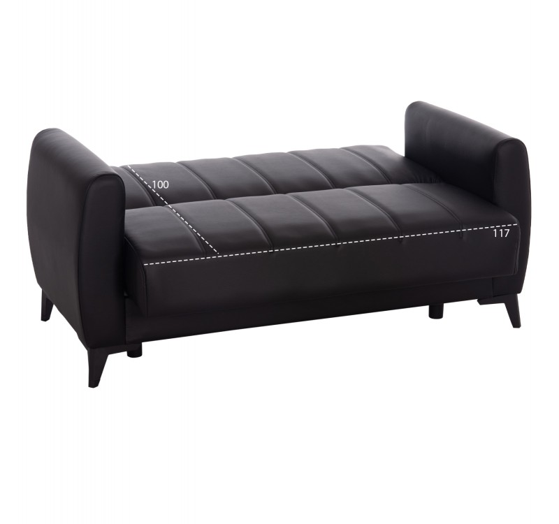 ΚΑΝΑΠΕΣ ΚΡΕΒΑΤΙ ΜΕ ΑΠΟΘ.ΧΩΡΟ ΔΙΘΕΣΙΟΣ NIKKO HM3293.11 ΜΑΥΡΟ PU 144x75x84Υεκ.