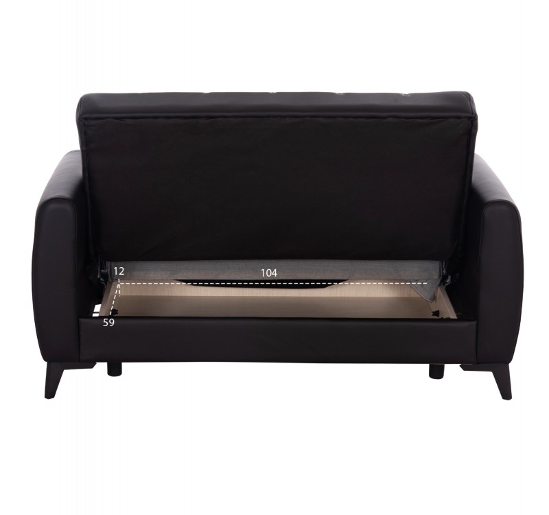 ΚΑΝΑΠΕΣ ΚΡΕΒΑΤΙ ΜΕ ΑΠΟΘ.ΧΩΡΟ ΔΙΘΕΣΙΟΣ NIKKO HM3293.11 ΜΑΥΡΟ PU 144x75x84Υεκ.