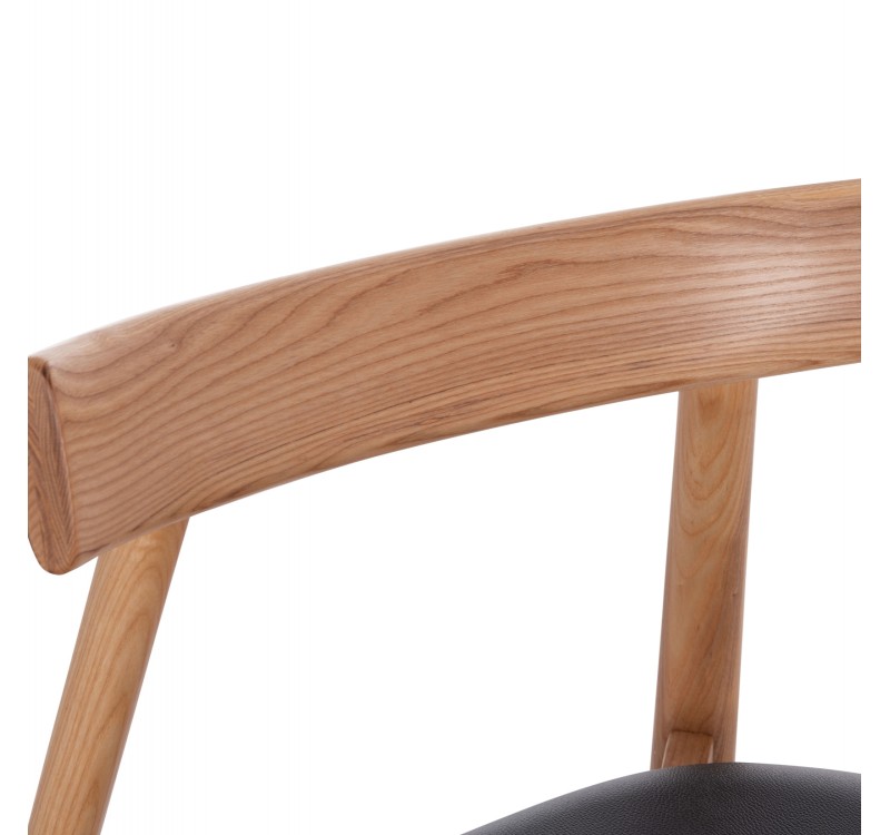KΑΡΕΚΛΑ ΤΡΑΠΕΖΑΡΙΑΣ SEKAN HM18245.04 RUBBERWOOD-ΜΑΥΡΟ PU 60x54x72Υεκ