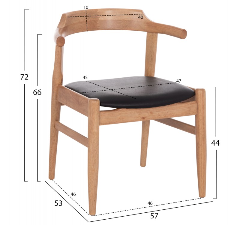 ΠΟΛΥΘΡΟΝΑ CERSEI HM9946.01 RUBBERWOOD ΣΕ LIGHT OAK & PU ΣΕ ΜΑΥΡΟ 57x53x72Υεκ