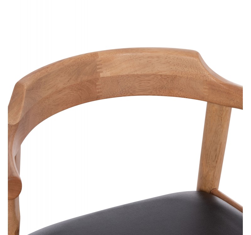 ΠΟΛΥΘΡΟΝΑ CERSEI HM9946.01 RUBBERWOOD ΣΕ LIGHT OAK & PU ΣΕ ΜΑΥΡΟ 57x53x72Υεκ