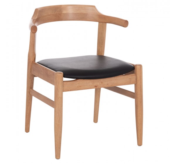 ΠΟΛΥΘΡΟΝΑ CERSEI HM9946.01 RUBBERWOOD ΣΕ LIGHT OAK & PU ΣΕ ΜΑΥΡΟ 57x53x72Υεκ