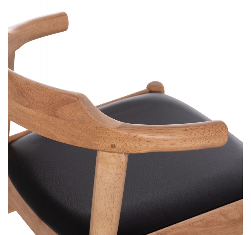 ΠΟΛΥΘΡΟΝΑ CERSEI HM9946.01 RUBBERWOOD ΣΕ LIGHT OAK & PU ΣΕ ΜΑΥΡΟ 57x53x72Υεκ