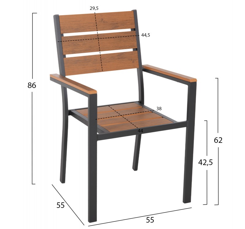 ΣΕΤ ΤΡΑΠΕΖΑΡΙΑΣ TABER HM21197 ΤΡΑΠΕΖΙ & 4 ΠΟΛΥΘΡΟΝΕΣ-ΑΛΟΥΜΙΝΙΟ & POLYWOOD-ΑΝΘΡΑΚΙ